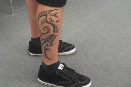 Rex Ryan's new calf tattoo.
